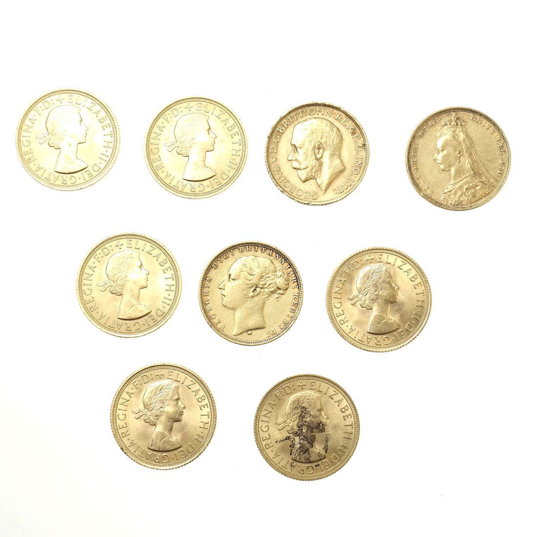 Nine British Sovereigns (1 of 10)