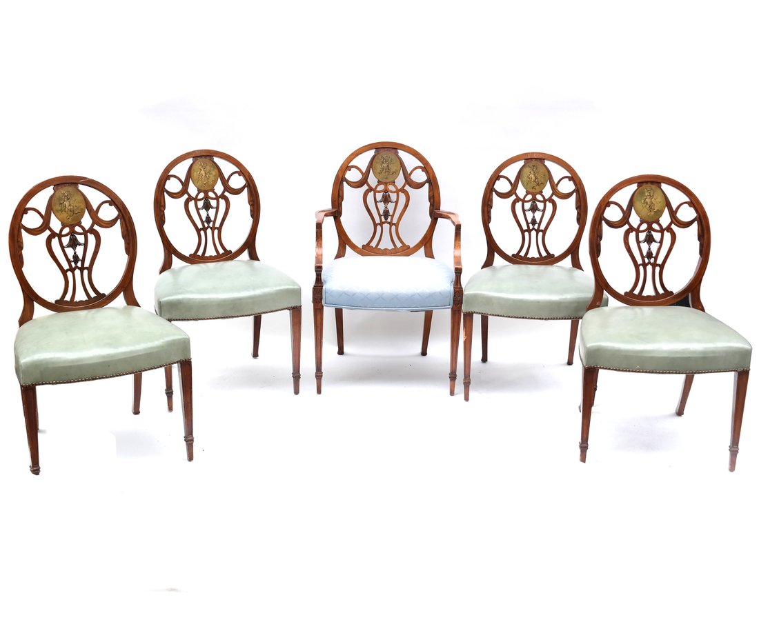 Five Adams-Style Dining Room Chairs (1 of 9)