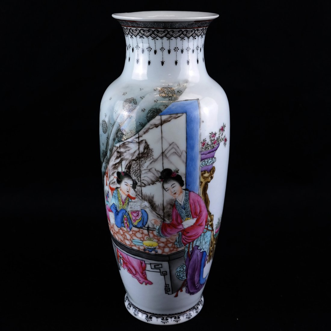 Asian-Style Porcelain Polychrome Vase (1 of 6)