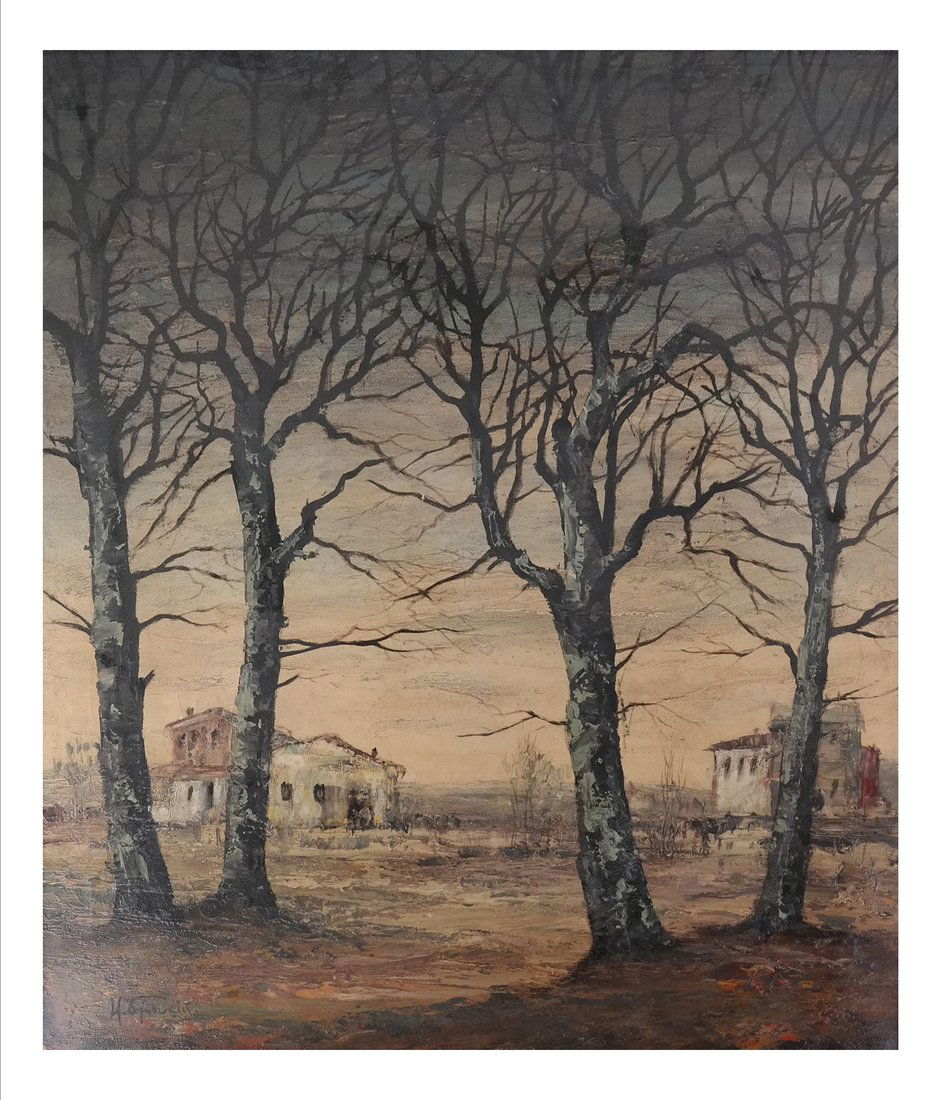 Stark Landscape Scene, Oil on Canvas (1 of 9)