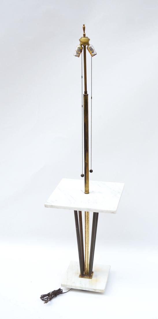 Marble & Brass Tone Side Table/Lamp (1 of 5)