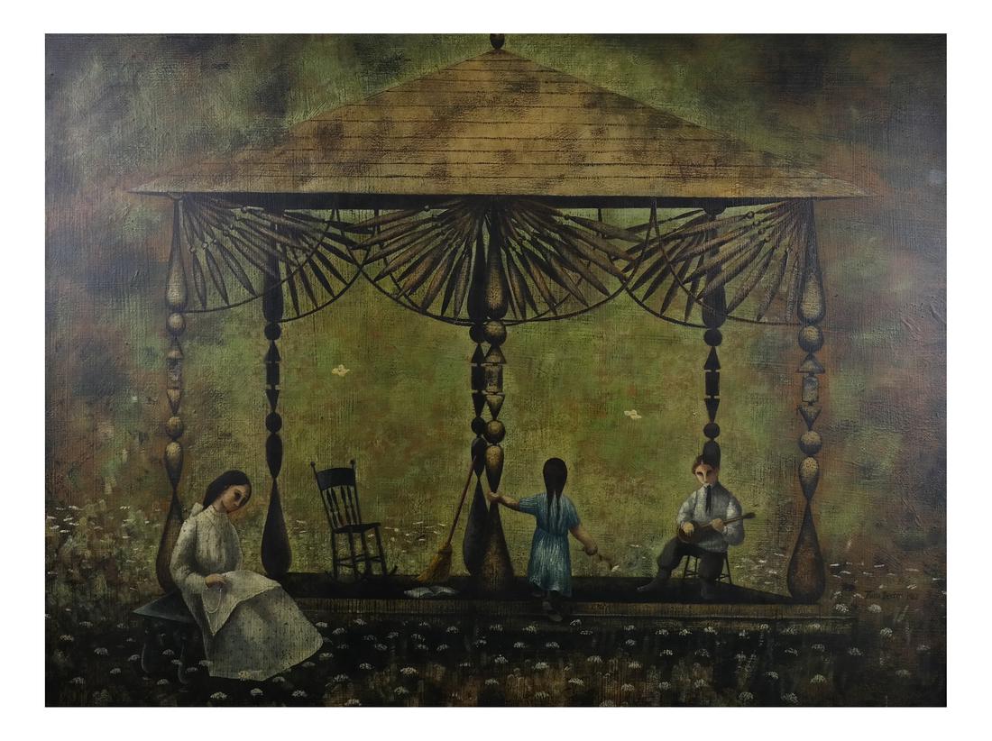 Marta Becket, Figural Scene, Oil/Board (1 of 8)