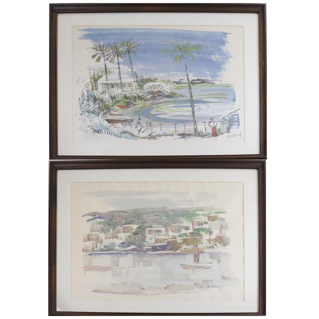 After Birdsey, Pair of Harbor Scenes, Watercolor (1 of 10)