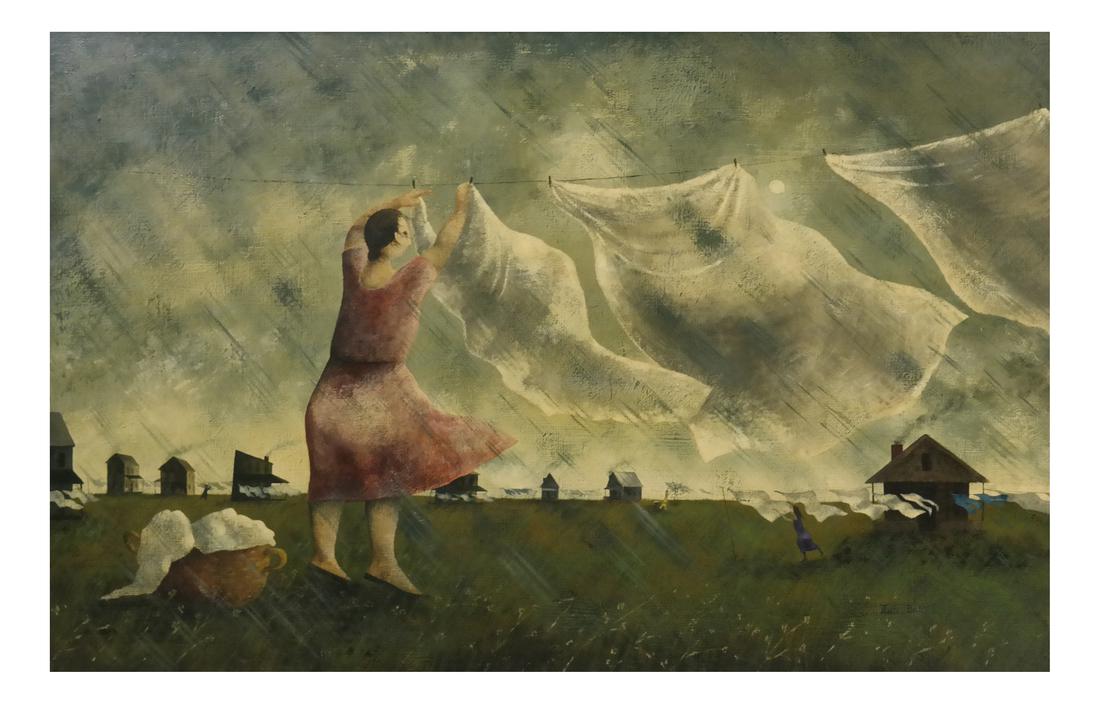 Marta Becket, Landscape With Figures, O/B (1 of 6)