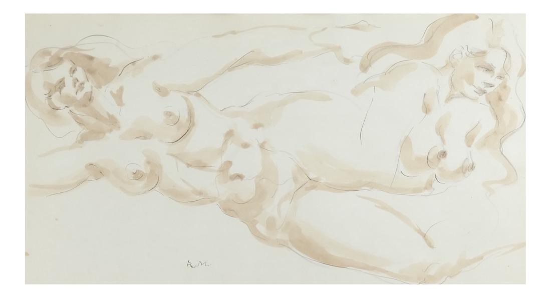 Two Female Nudes, Watercolor (1 of 7)