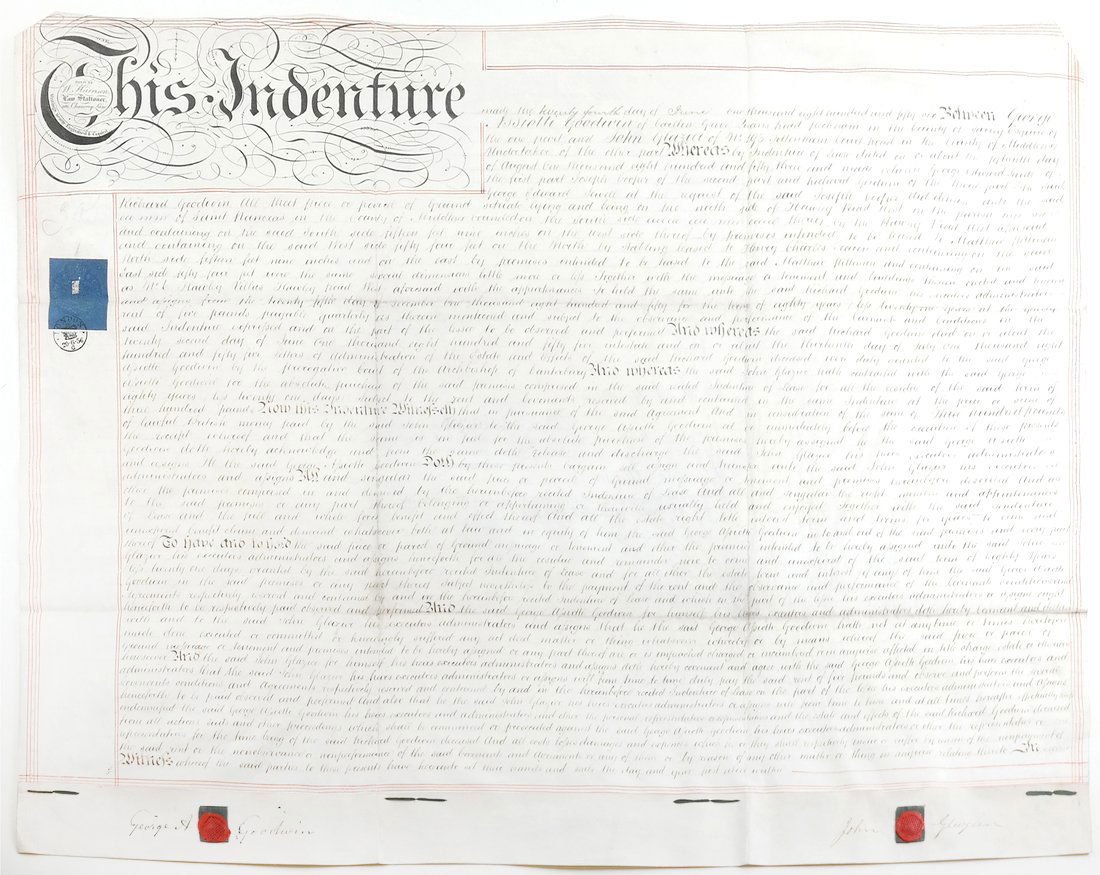 1856 Indenture Manuscript (1 of 10)