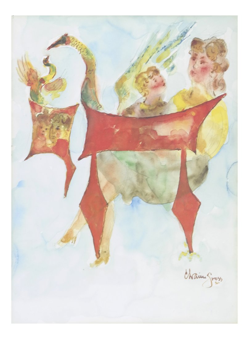 Chaim Gross, Watercolor/Pencil on Paper (1 of 5)