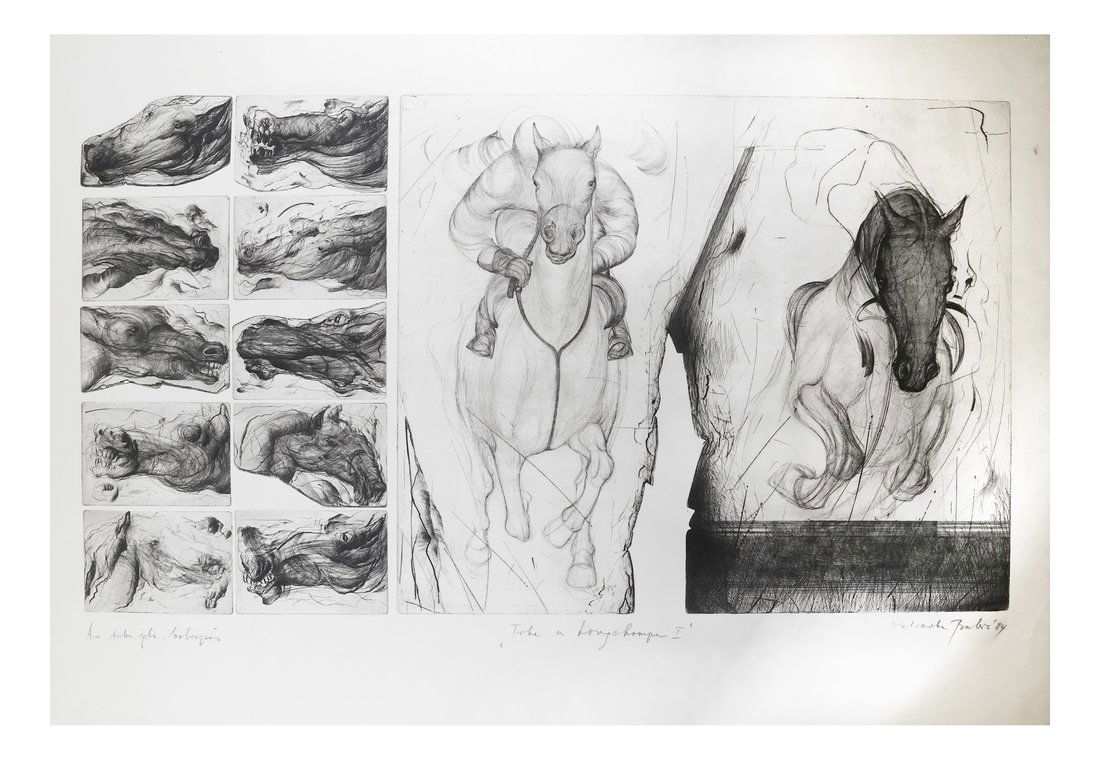 Framed Etching, Study of Horses (1 of 9)