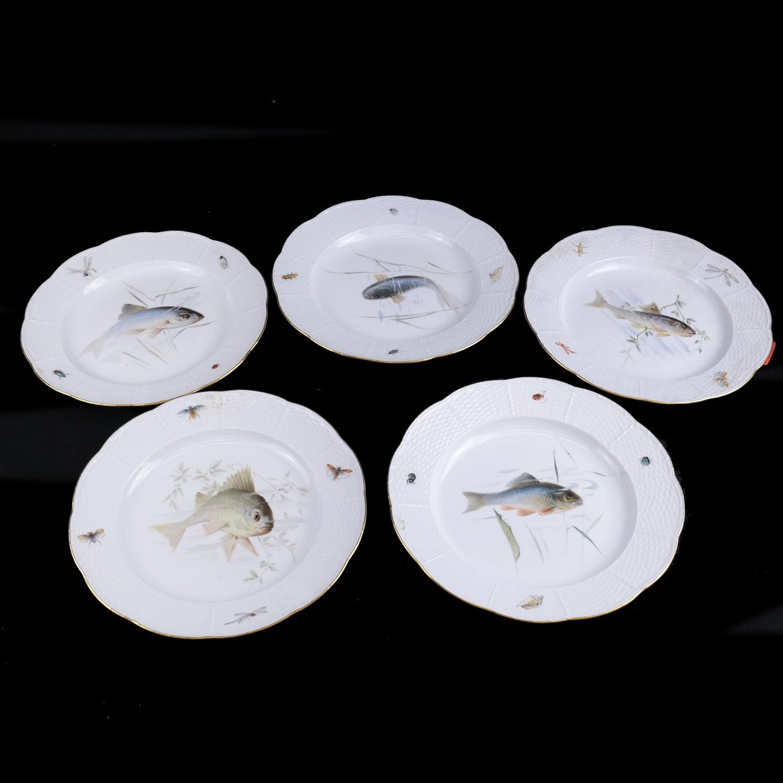 Set of 5 Meissen Porcelain Fish Plates (1 of 9)
