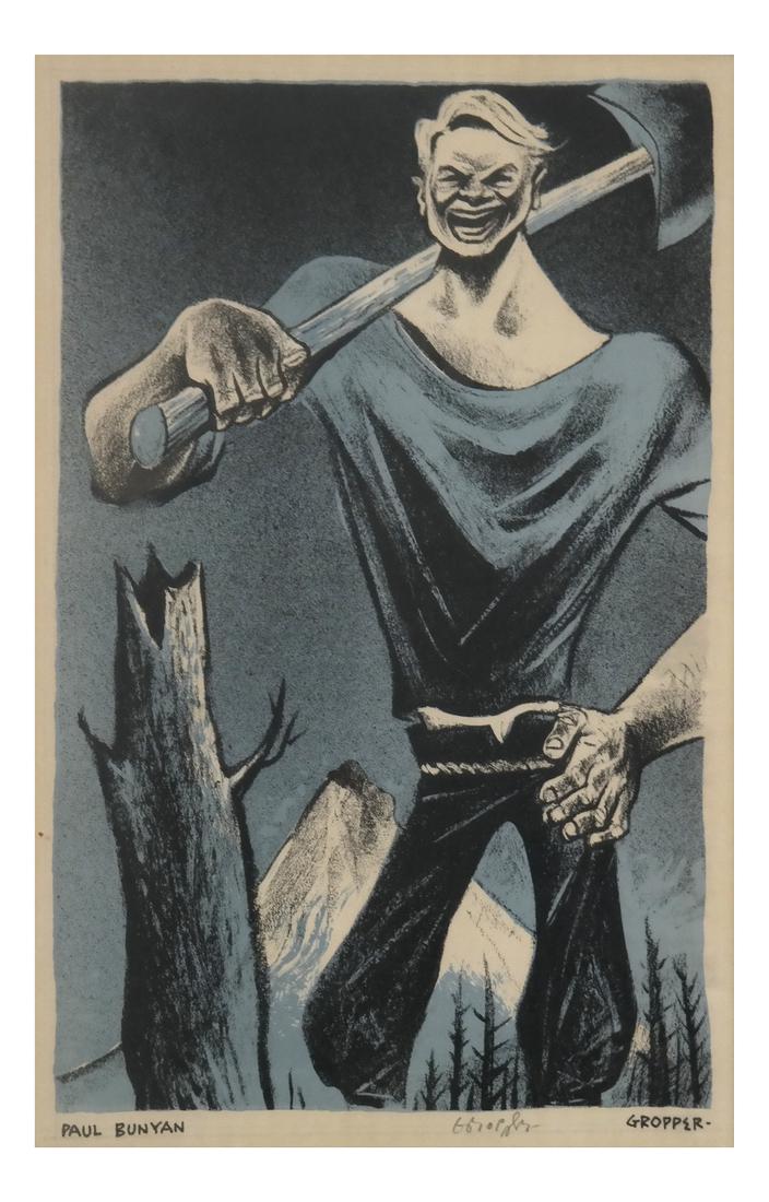 William Gropper, Paul Bunyan, Woodcut (1 of 7)