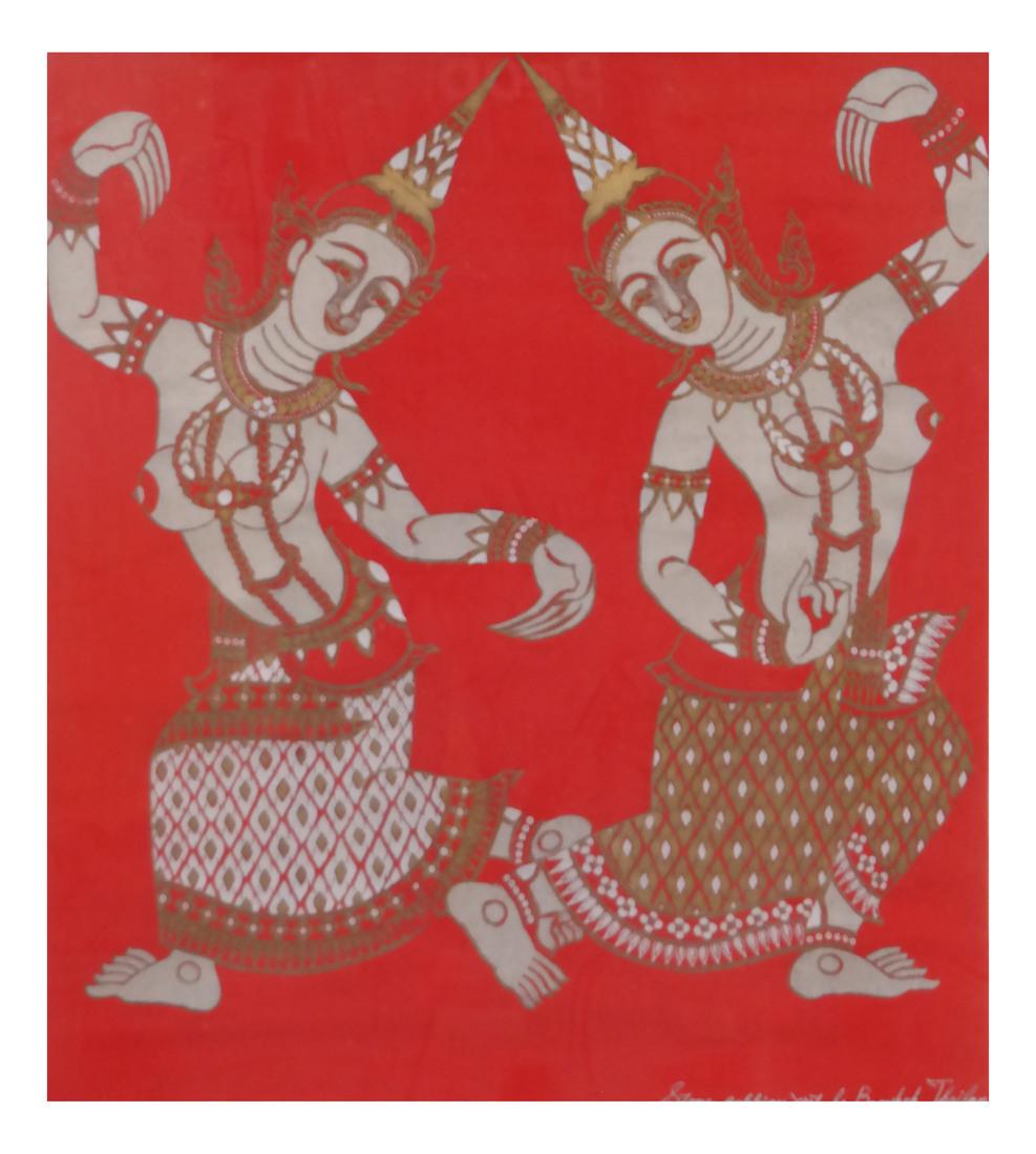 Thai Framed Textile, Ceremonial Dancers (1 of 7)