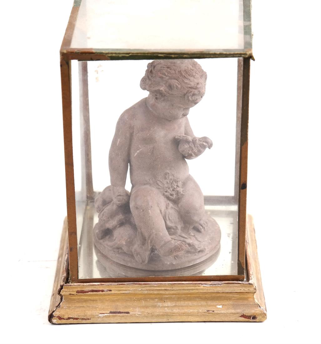 Terra Cotta Cupid Figure and Display Box (1 of 8)