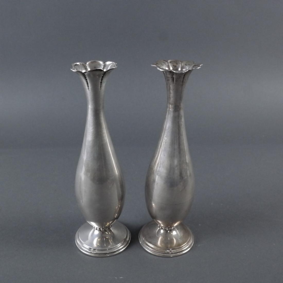 Pair .900 Standard Silver Bud Vases (1 of 7)