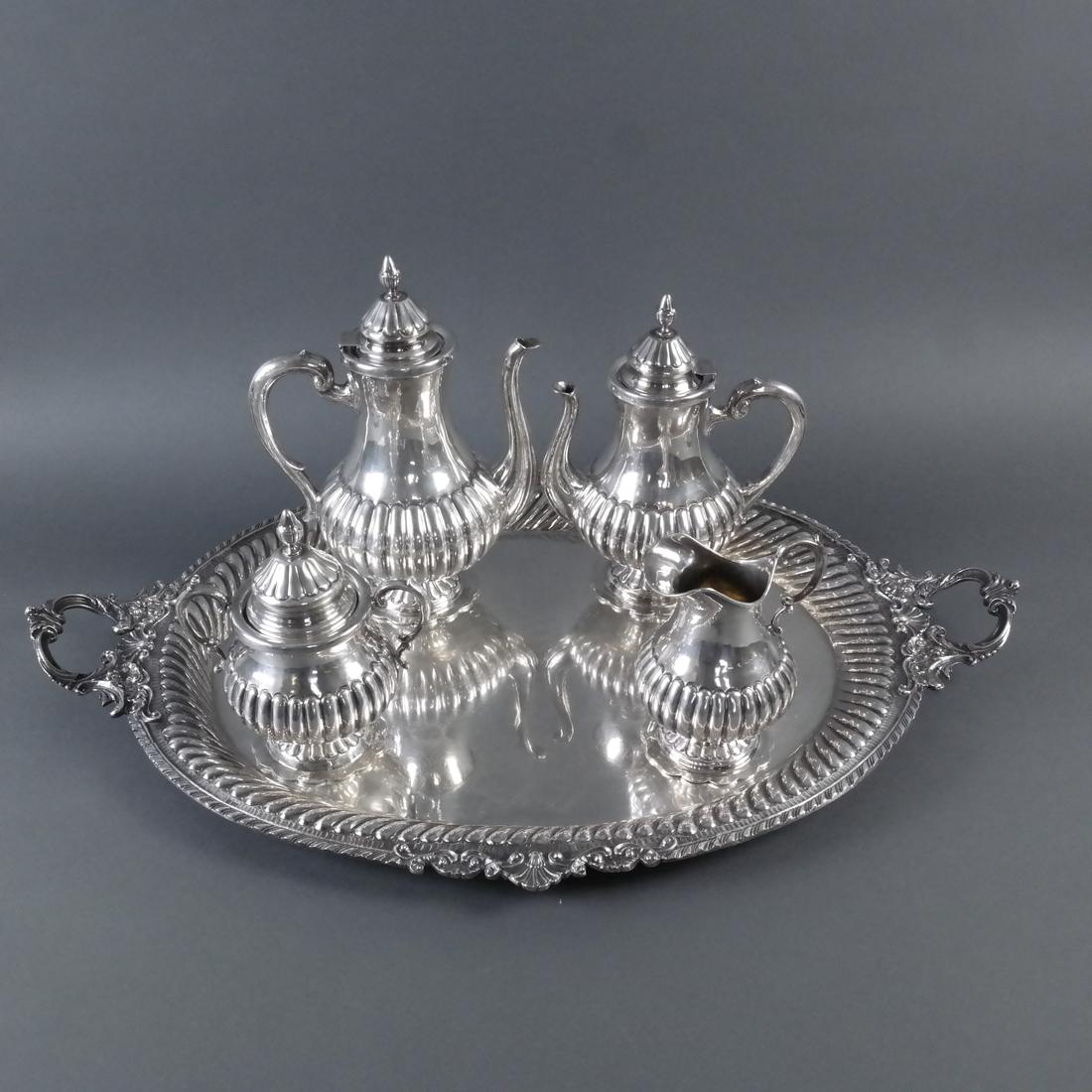 5-Piece .900 Ornate Silver Tea Service (1 of 10)