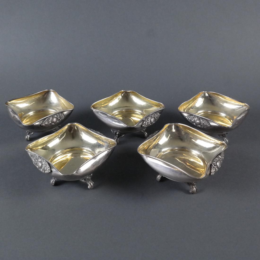 Set of Five .900 Silver Footed Salts (1 of 7)