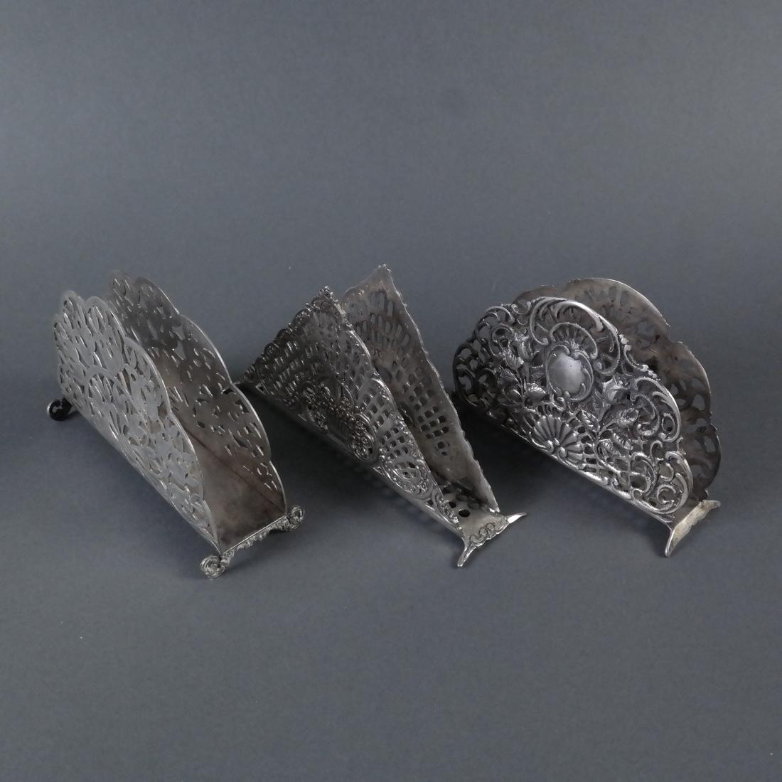 Three Silver Ornate Menu Holders (1 of 10)