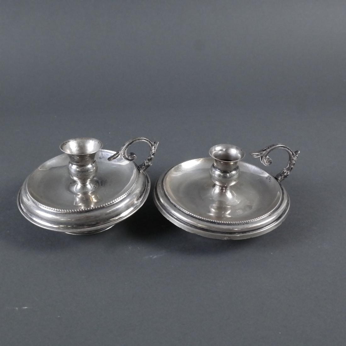 Pair .800 Standard Silver Chamber Sticks (1 of 7)