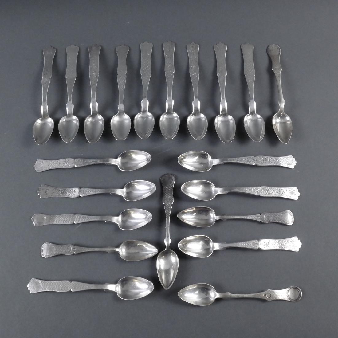 Twenty Silver Teaspoons in Two Patterns (1 of 7)