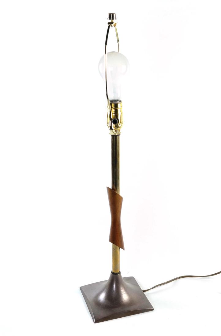 Modern Brass and Wood Lamp (1 of 7)