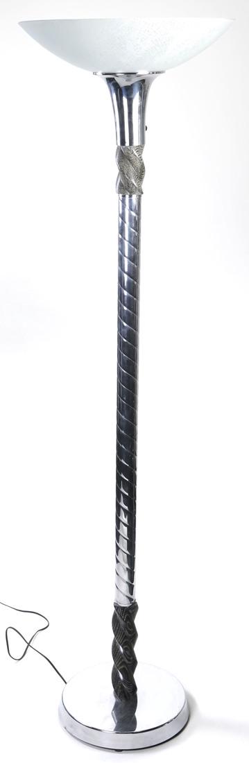 Art Deco Chrome and Wood Floor Lamp (1 of 9)