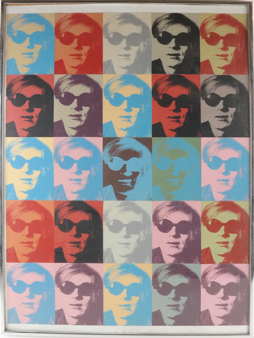 Collage of Twenty-Five Silkscreen Andy Warhol Portraits (1 of 4)