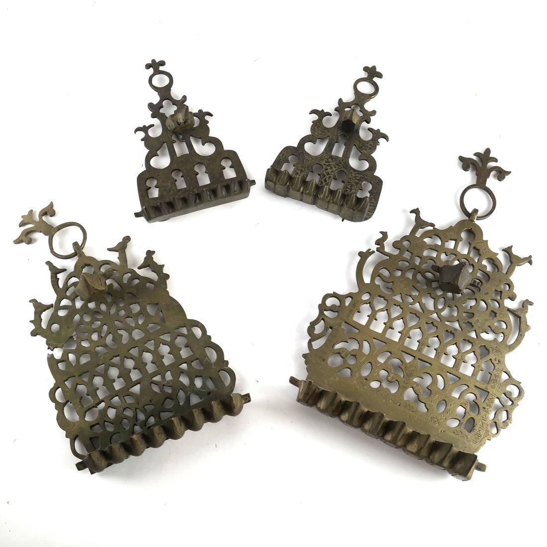 Four Antique Moroccan Brass Hanukkah Menorahs (1 of 10)