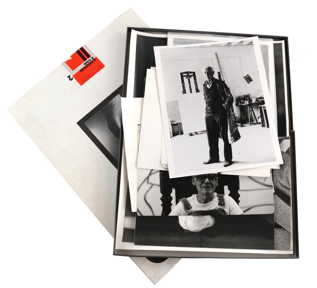 Group of 20th Century Artists' Portraits: Nine silver gelatin photographs depicting various 20th century artists. Artists include: Max Ernst, Fernand Leger, and Willem de Kooning among others. Photographers include: Andre Villers, Duane Micha