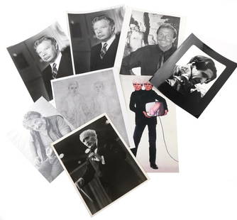 Group of Various Postcards & Photographs: Comprises: 1.) Autographed and inscribed photo from actor Allan Rich. 2.) Christmas card from "The Kobe Club" featuring Andy Warhol. 3.) Postcard photo of Willem de Kooning by Rudy Burckhardt. 4.) Sil