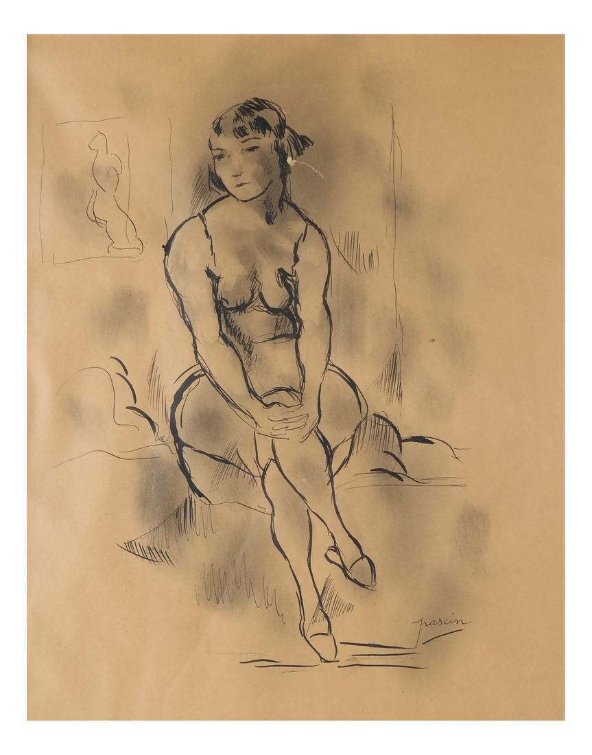 Jules Pascin, "Seated Woman," 1930 - Ink On Paper (1 of 7)