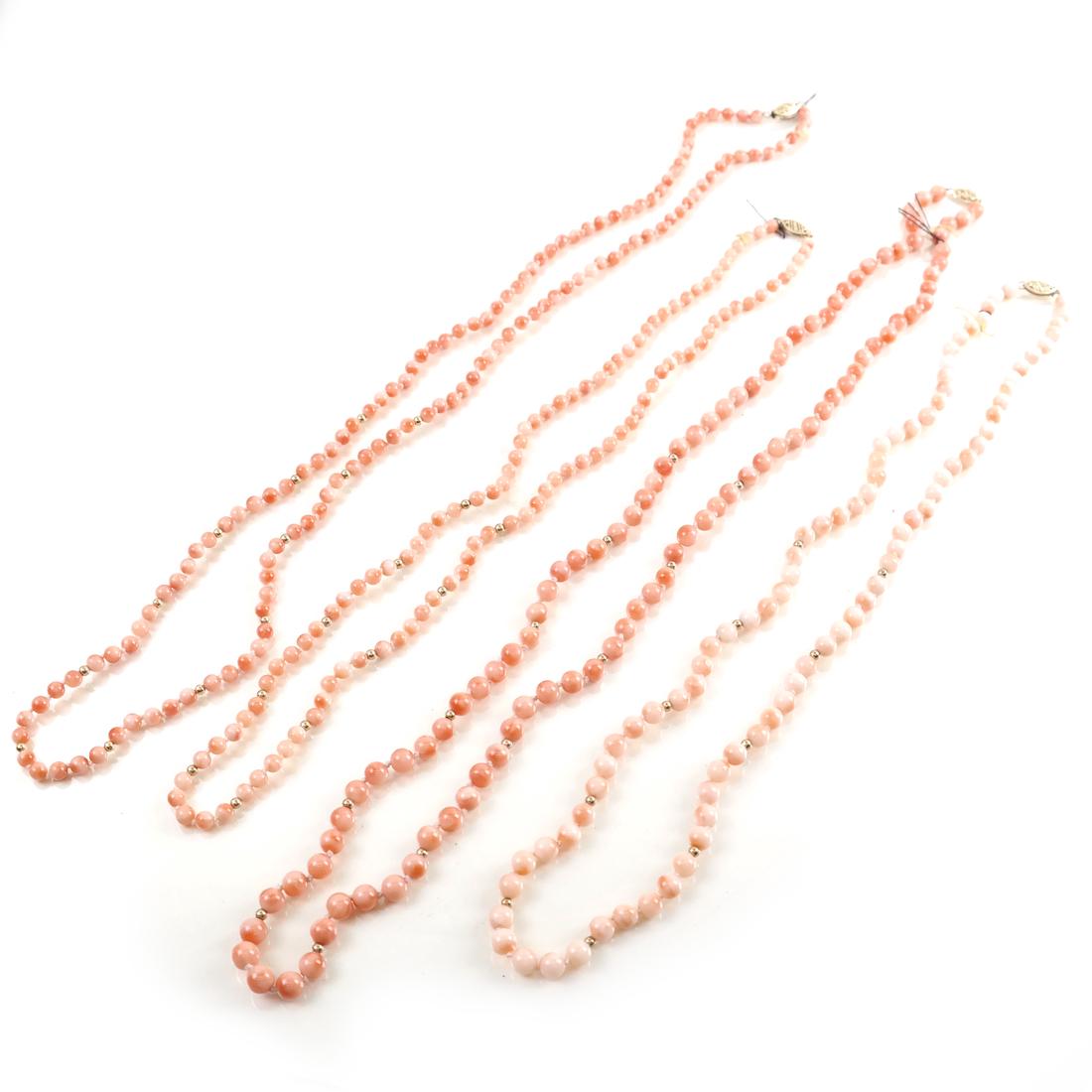 Four 14k Coral Necklaces (1 of 4)