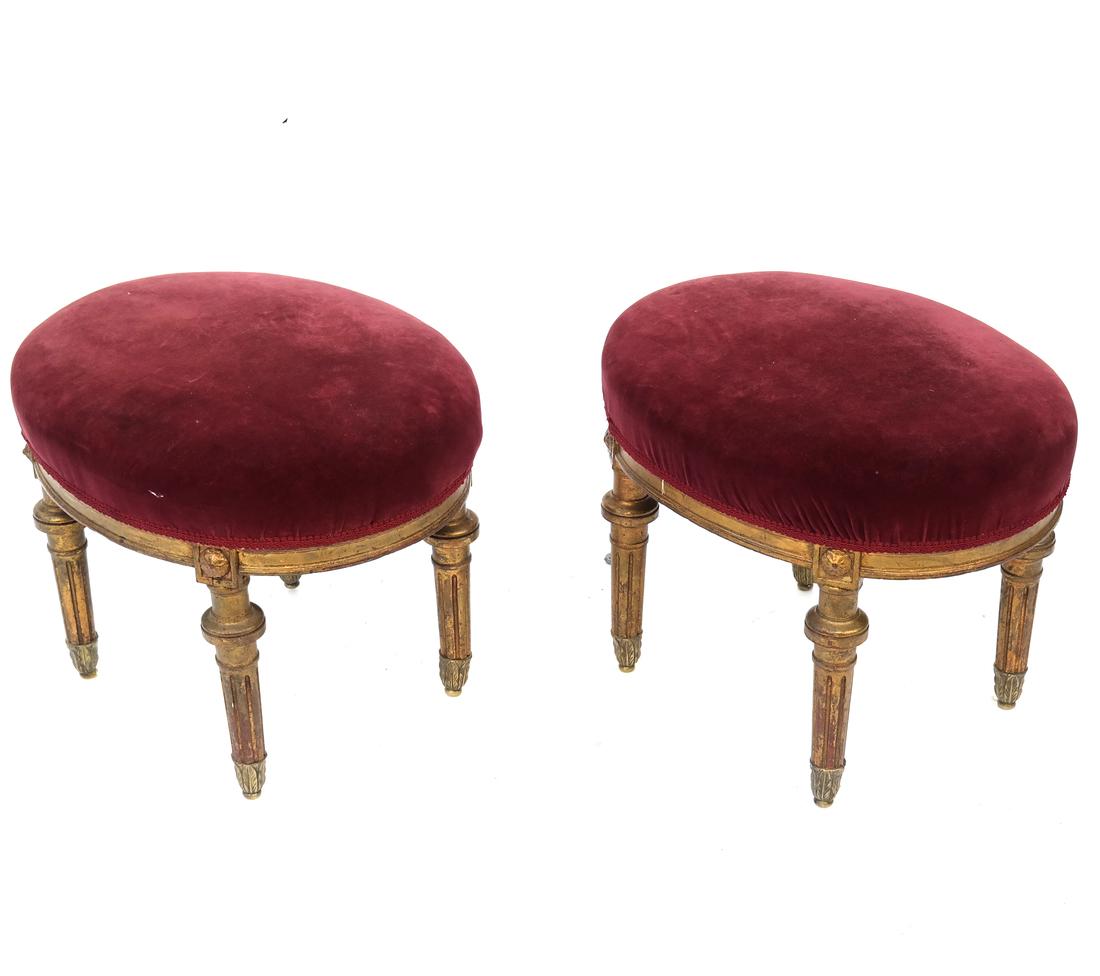 Pair of Louis XVI-Style Oval Stools (1 of 5)