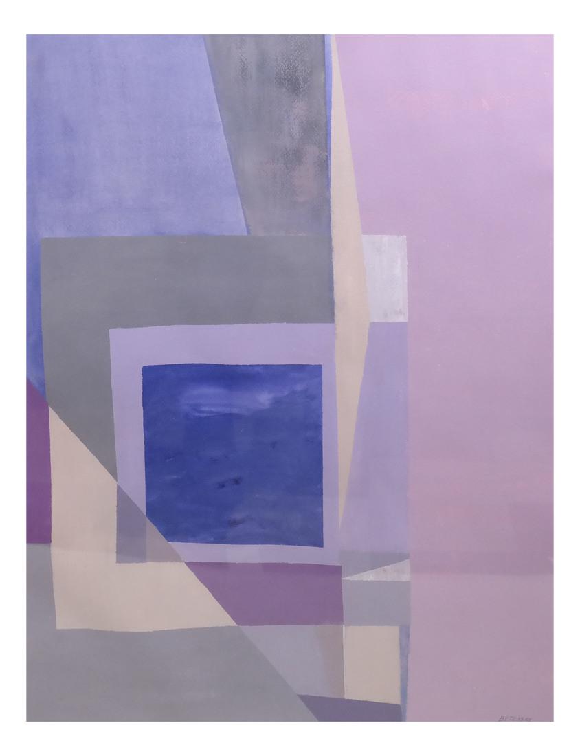 Rose H. Betensky, Abstract: Framed acrylic on paper by Rose Hart Betensky titled "Perspectives". [Art: 30" x 21"; Frame: 37 1/4" x 29 1/2"]. In good condition, not examined out of frame.