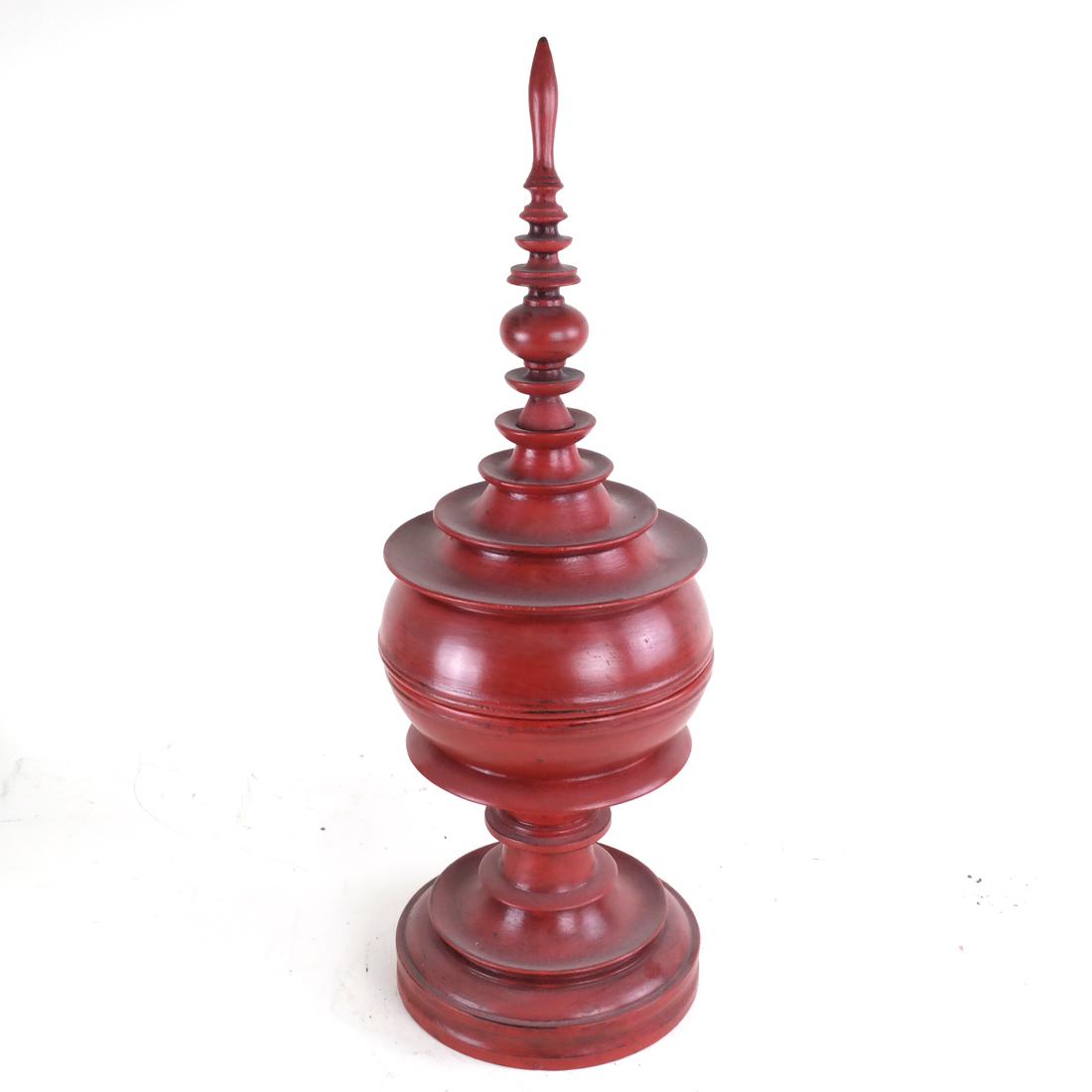 Burmese Hsun Red Lacquered Spiral Form Box (1 of 6)