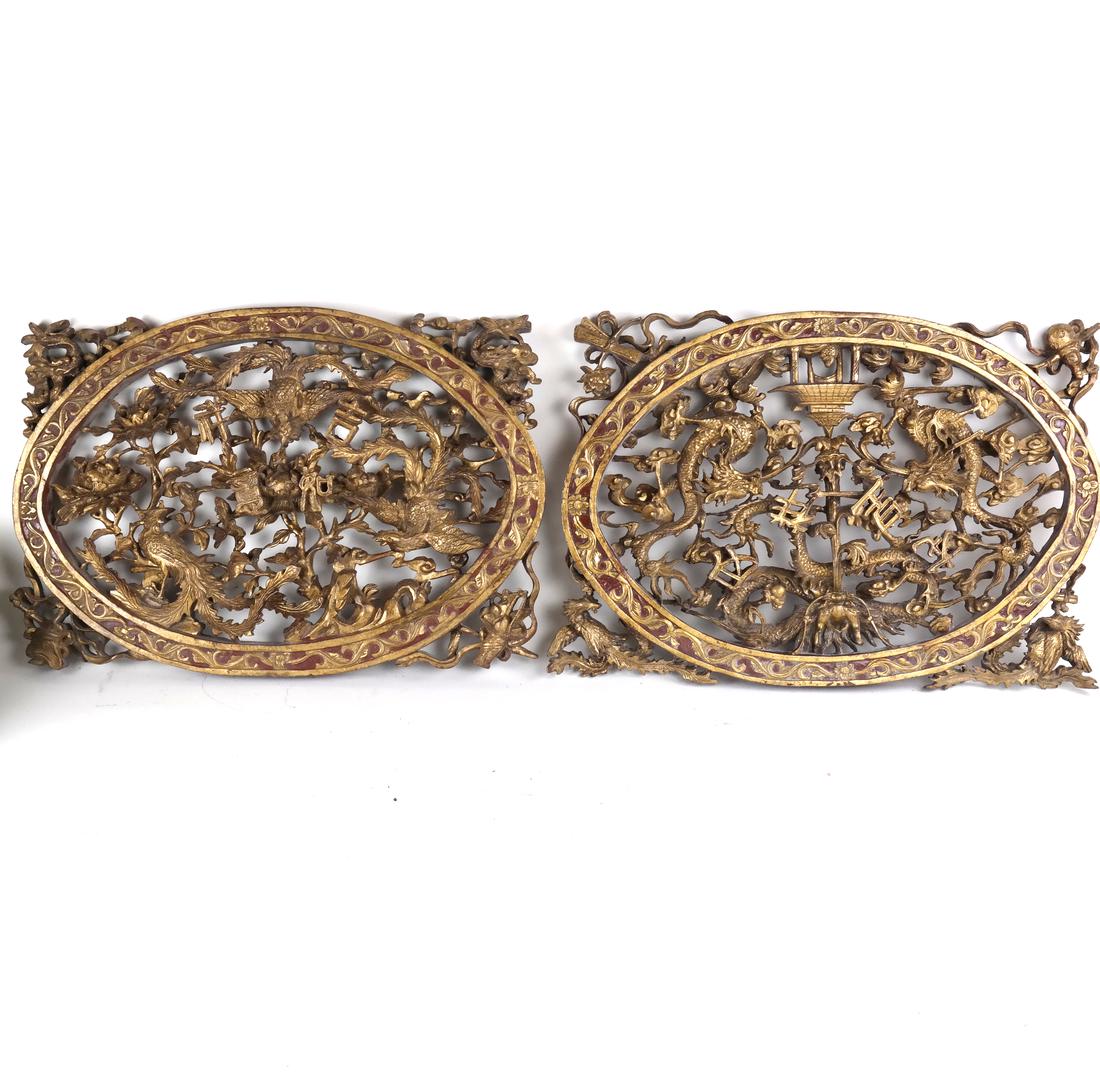 Pair Of Chinese gilt carved Wood Panels (1 of 8)