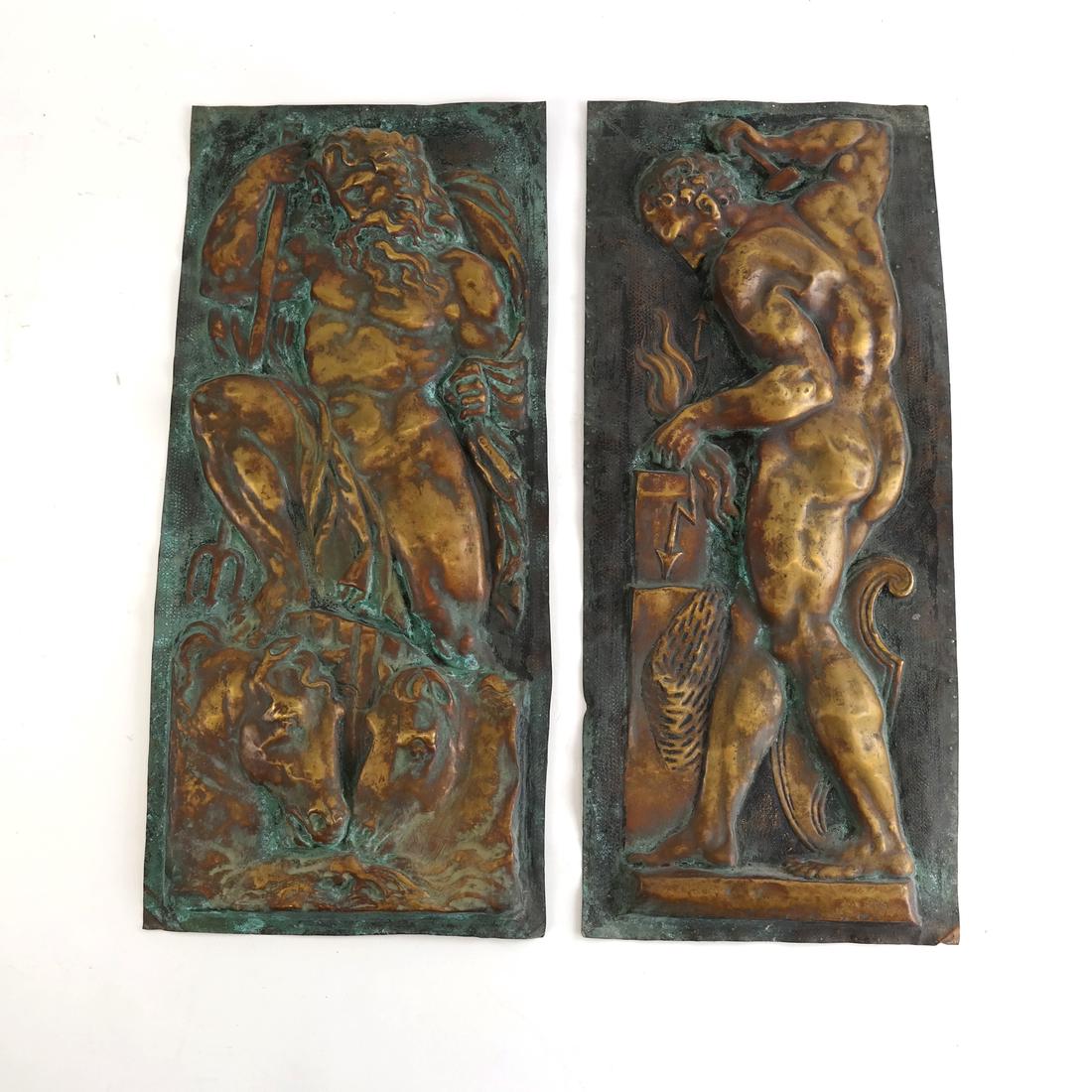 Pair Of Repousse Copper Plaques (1 of 10)