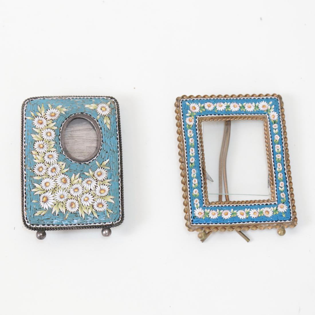 Two Daisy Flower Micro Mosaic Sterling Frames (1 of 12)