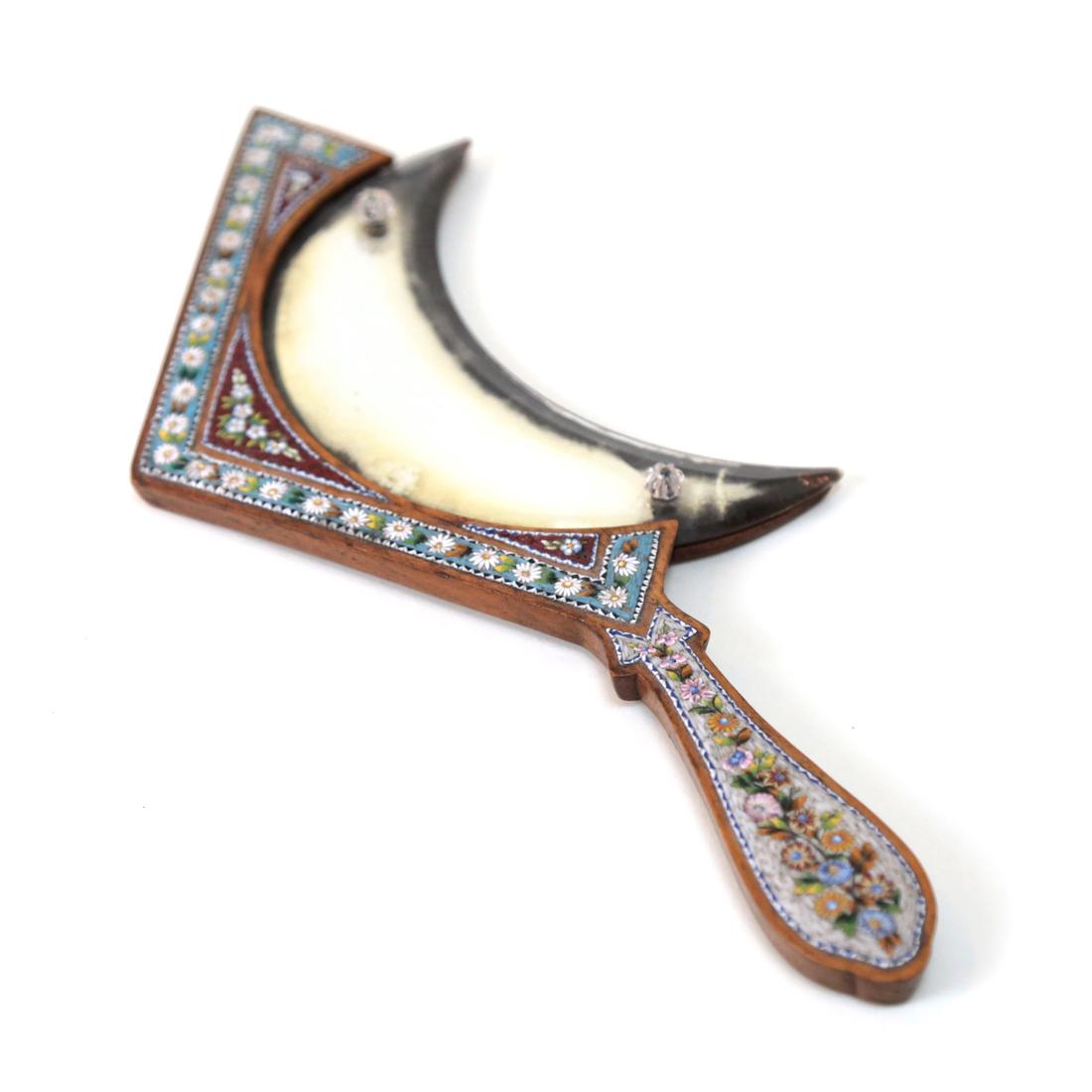 Daisy Flower Micro Mosaic Crescent Moon Mirror (1 of 5)