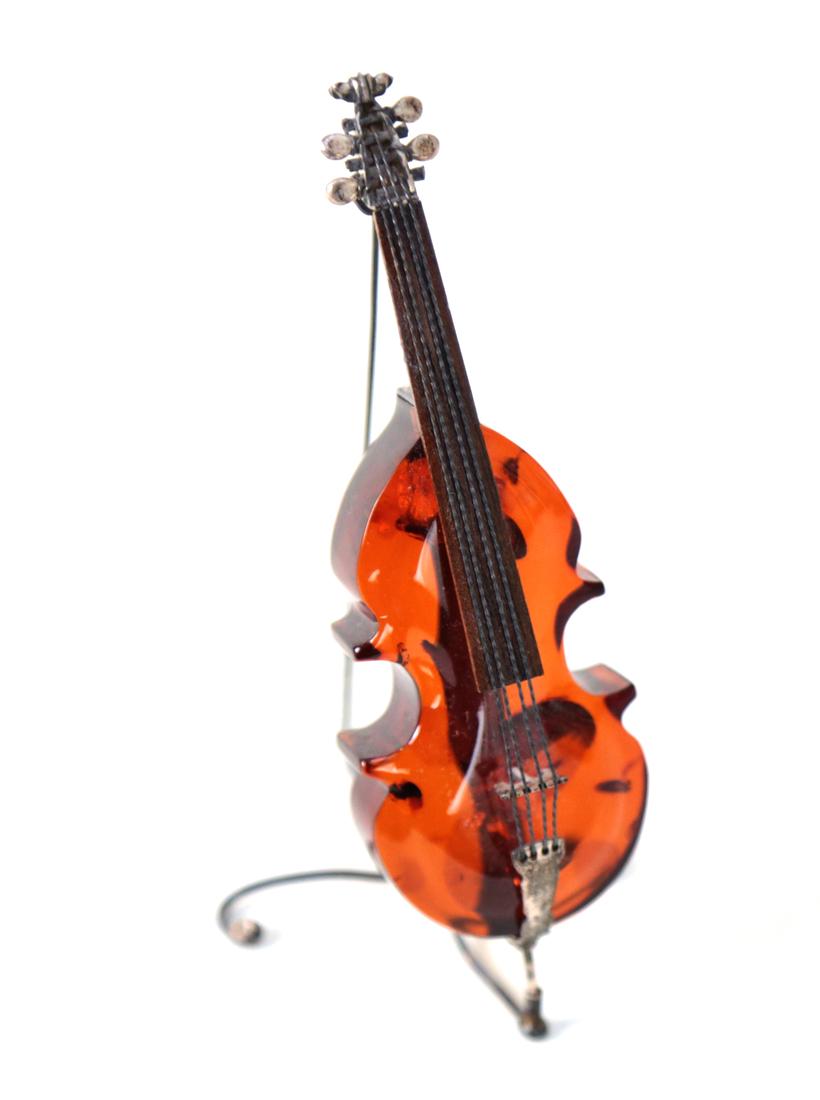 Amber and Silver Violin: Amber and sterling silver violin [4 3/4"]