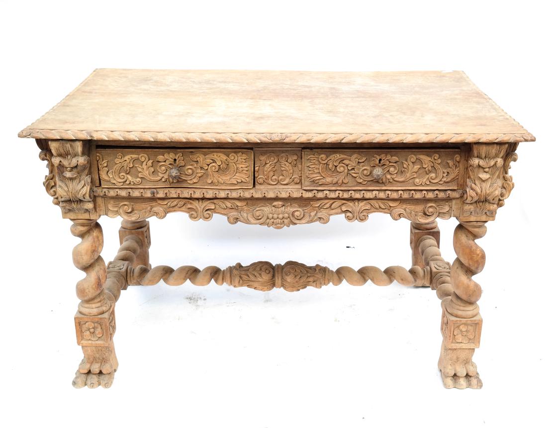 Ornate Chinese Partners Desk: [52" x 32" x 29 1/2" H; To apron: 20"]