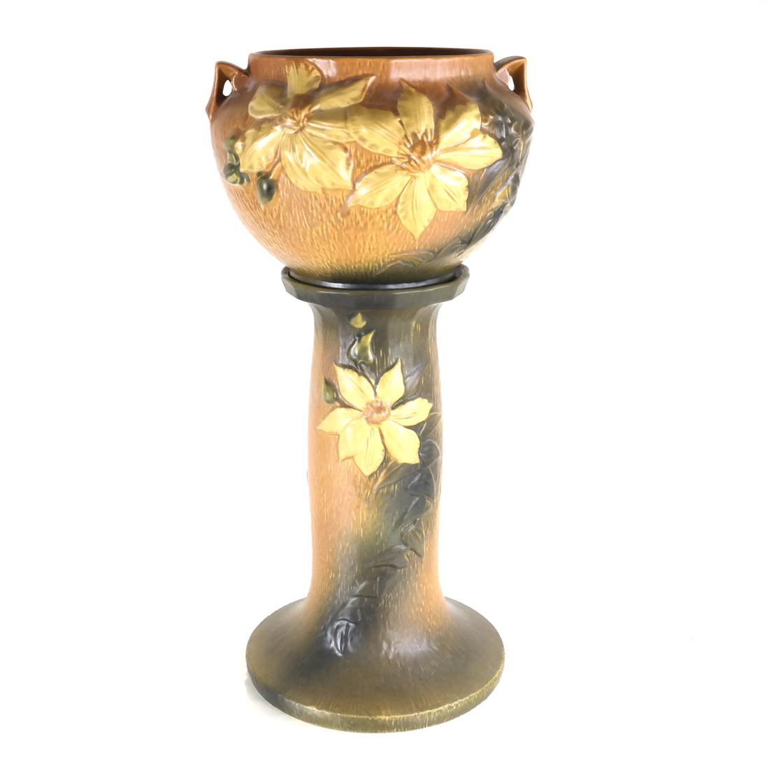 Roseville CLEMATIS  Jardiniere And Pedestal (1 of 9)