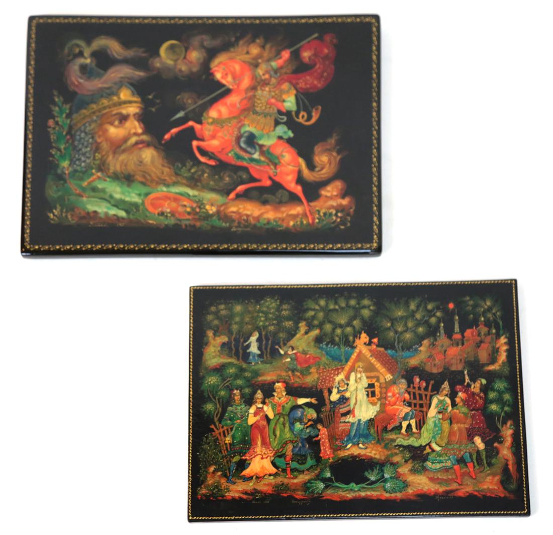 Russian Painted Lacquer  Plaques (1 of 8)