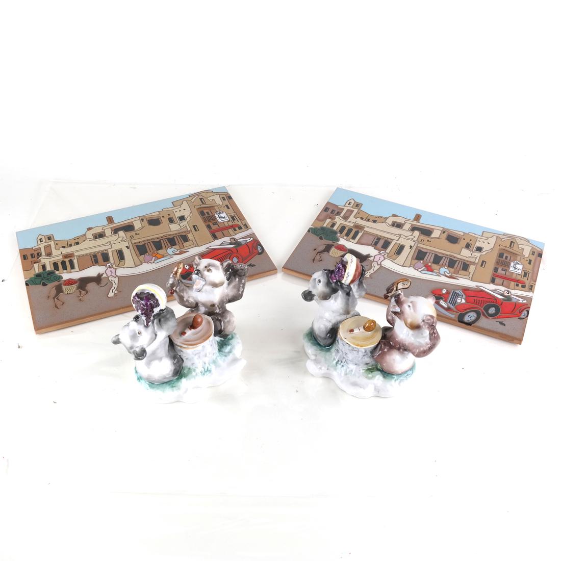 Two Ceramic Tiles and Two Russian Lomonosov  Porcelains (1 of 7)