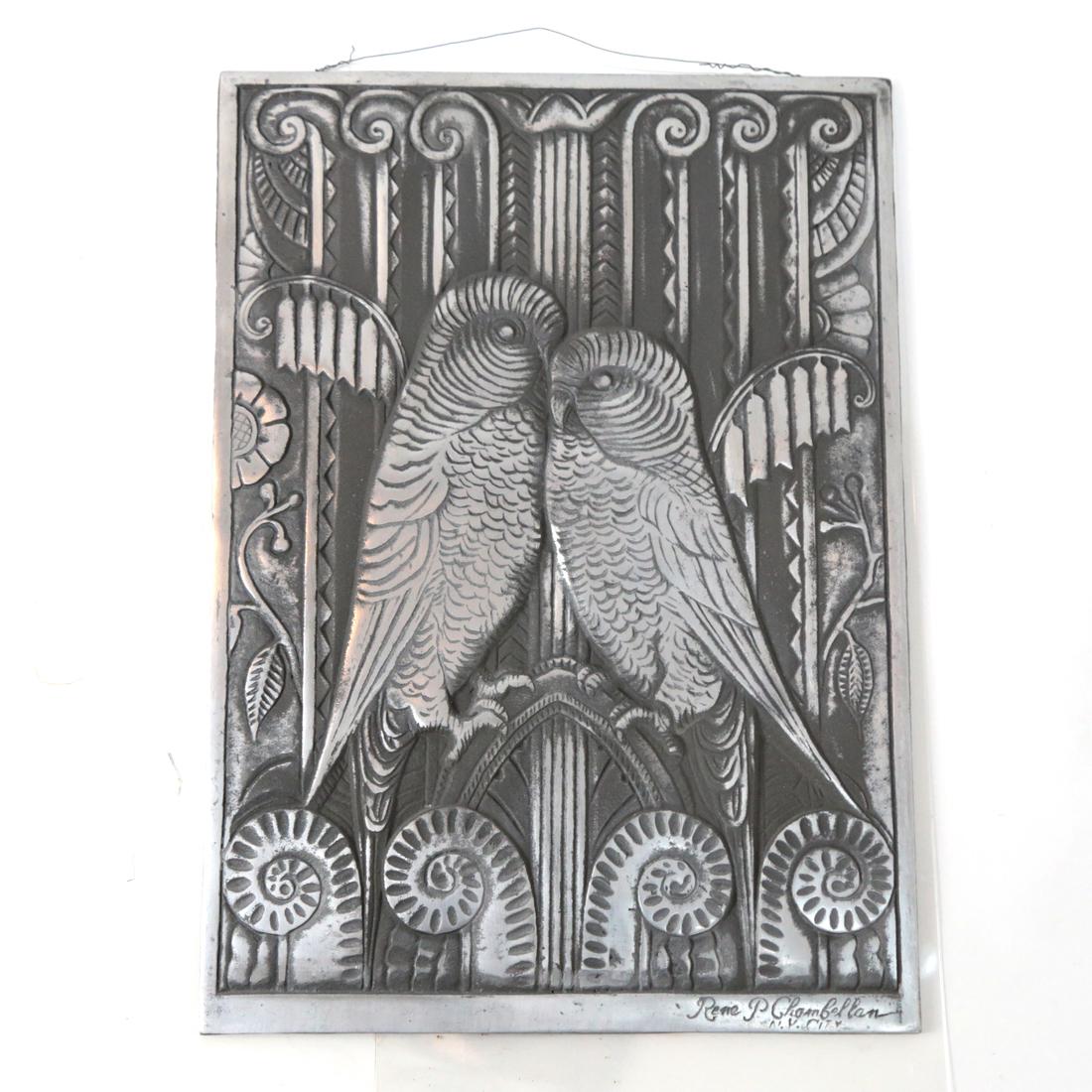 Art Deco Rene Paul Chambellan Birds Aluminum Plaque (1 of 6)