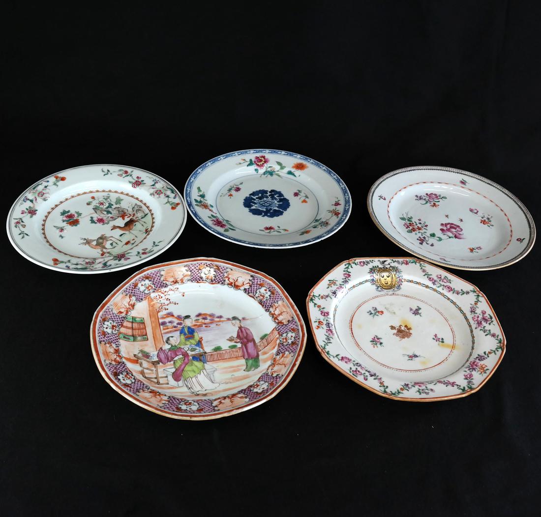 Five Various Chinese Export Porc. Plates (1 of 9)