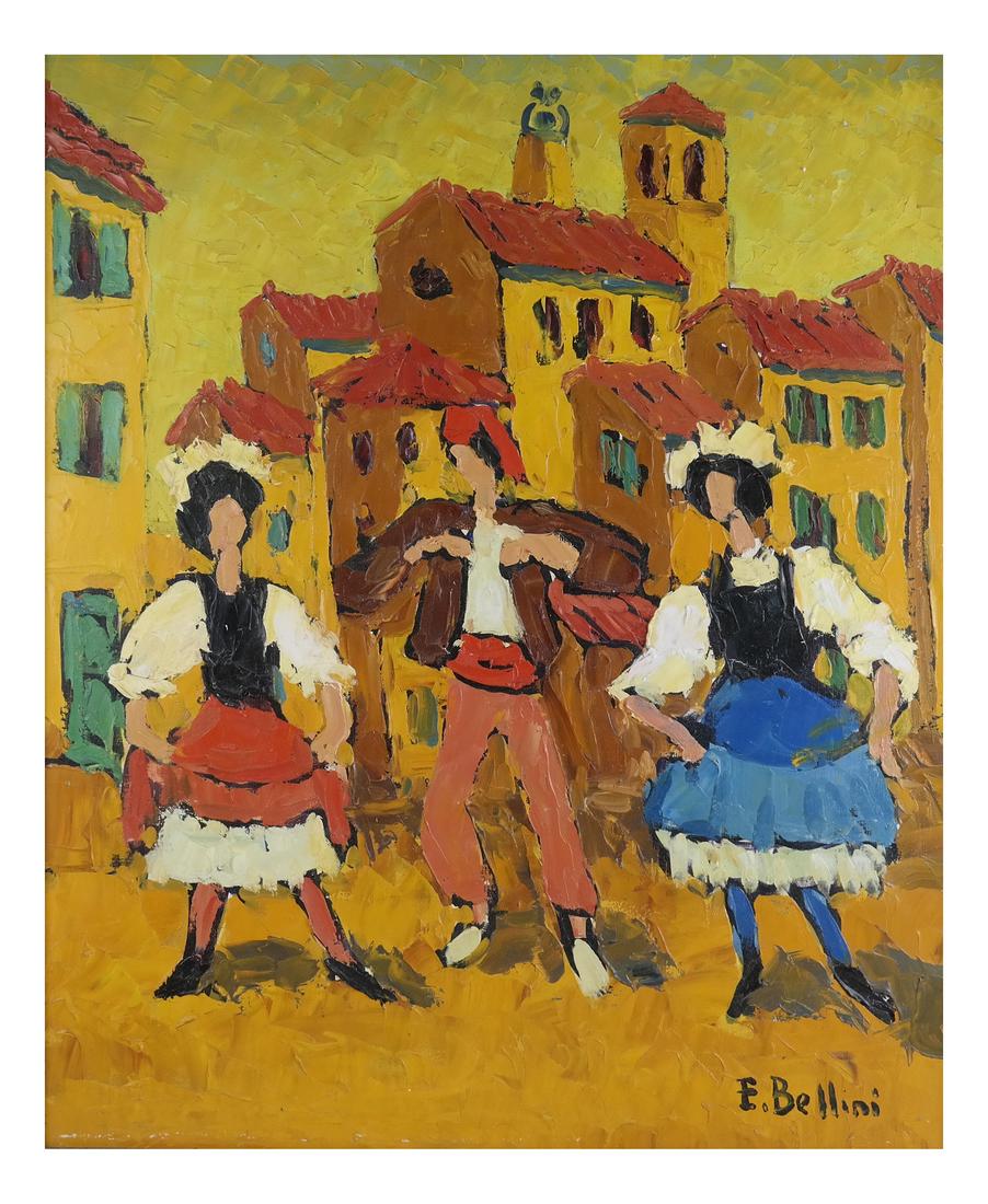 E. Bellini, Framed Street Scene, O/C (1 of 6)