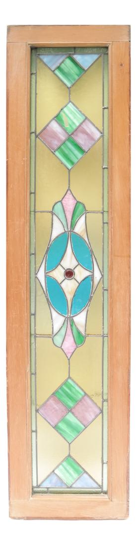 Single Lead Glass Window: Single lead glass window. [Overall dimensions: 60" x 15 1/4"].