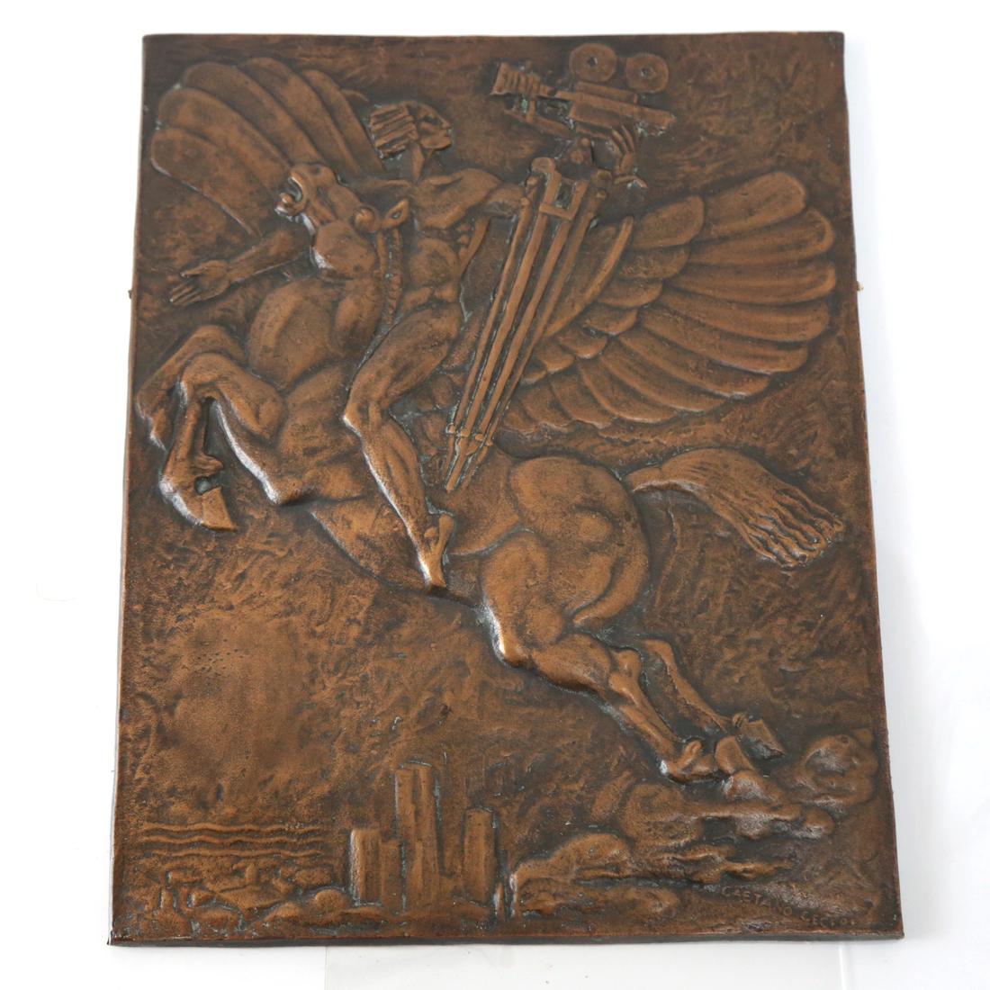 Gaetano Cecere, Woman On Pegasus- Bronze Relief (1 of 4)