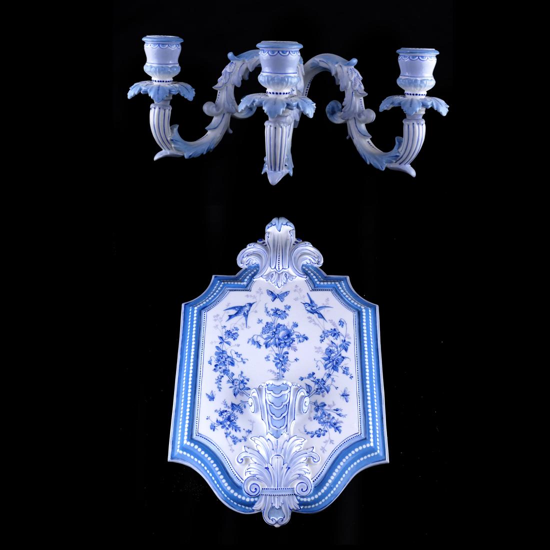 Blue & White Chelsea Porcelain Sconce (1 of 9)