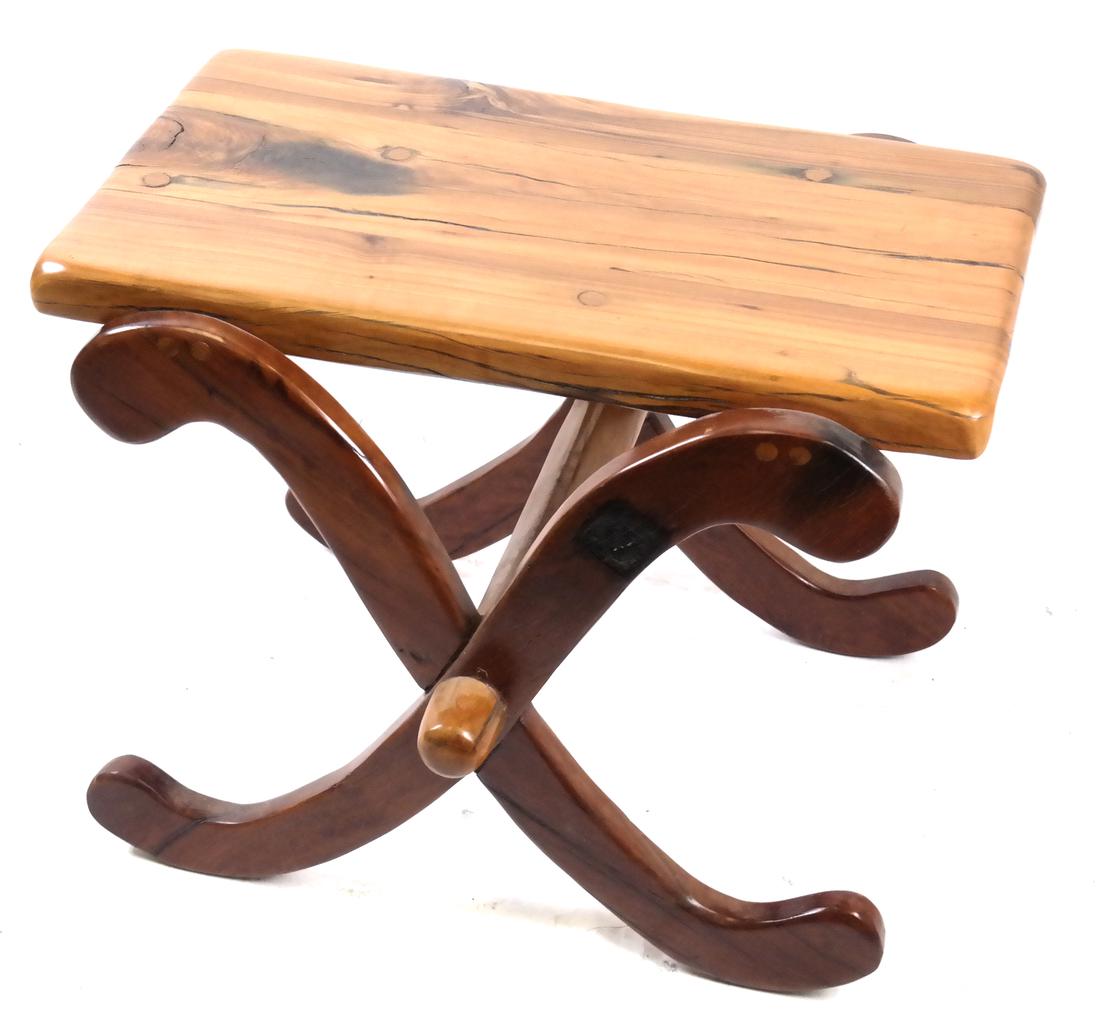 Carved Polished Hardwood Stool (1 of 6)
