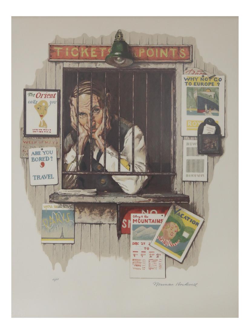 Norman Rockwell Lithograph, Ticket Agent (1 of 6)